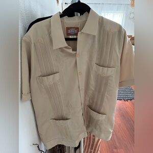 Men's Tan Short Sleeve Button Down Shirt